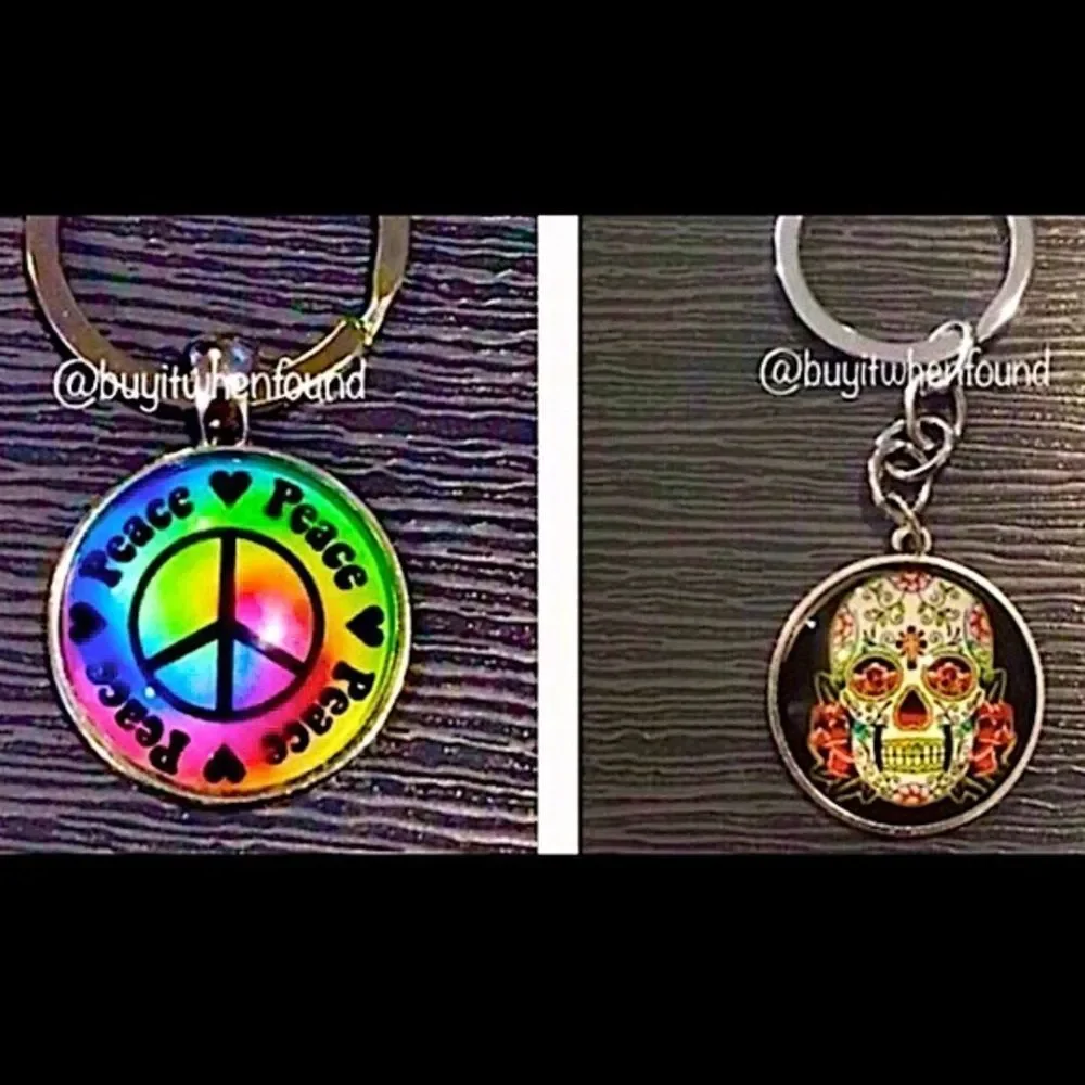 Day of The Dead & Peace Love Cabochon Keychains